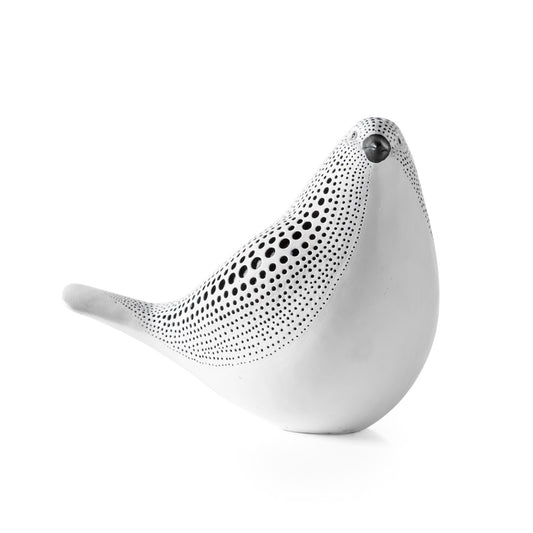 Debossed Dotted Sitting Bird – White