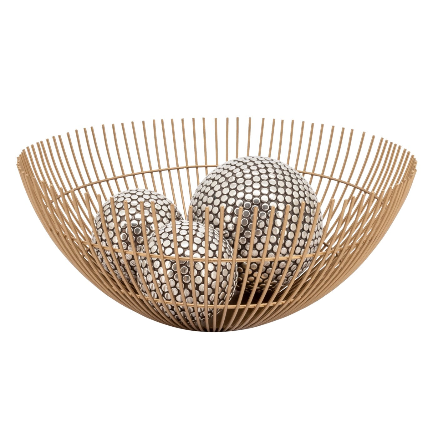 Rib Metal Wire 11″ Diameter Bowl – Gold