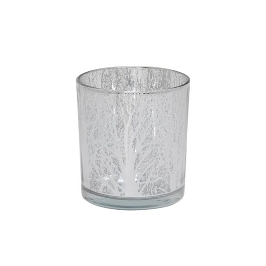 Grove Silhouette Silver Mirror 3×3″ Glass Hurricane Vase