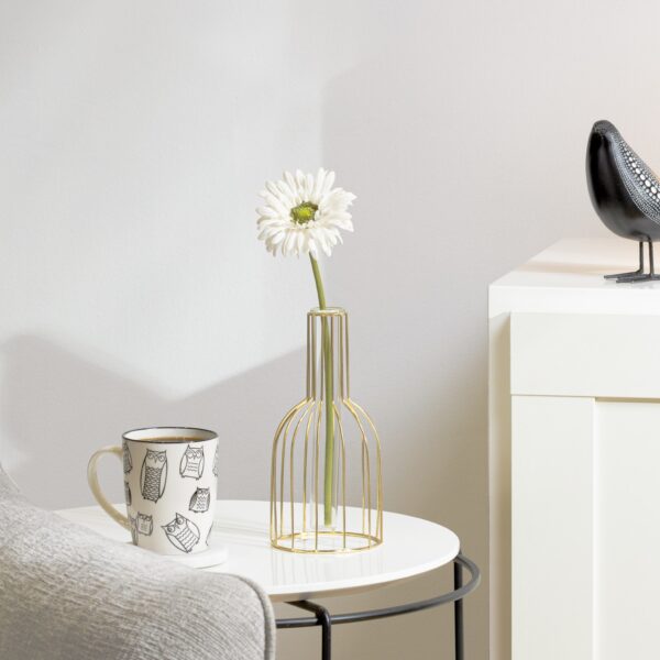 Wire Bottle Shape 8.5h” Pendant Hanging Tube Vase – Gold