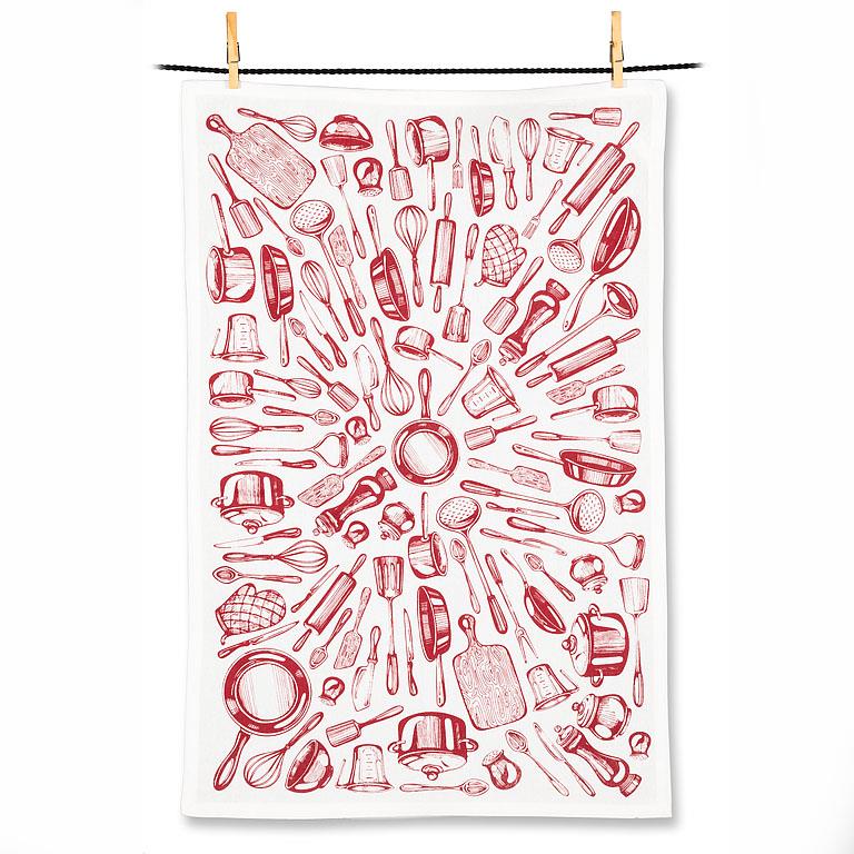 Kitchen Tools Motif Tea Towel