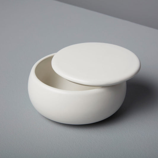 Stoneware Canister with Lid White