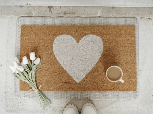 White Heart Doormat
