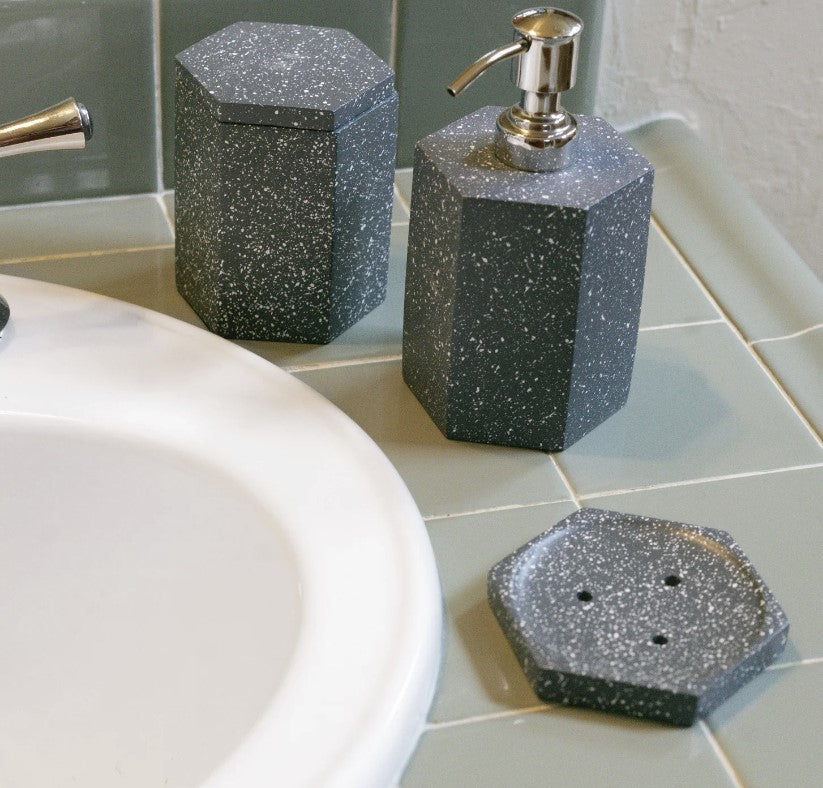 Speckled Cement Soap Dish, Slate