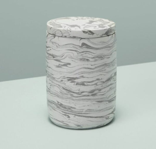 Marbled Cement Bath Canister, Gray