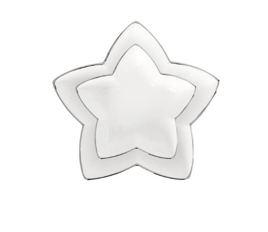Talia Silver Trim Ceramic Star Shape Two Piece Dish Set