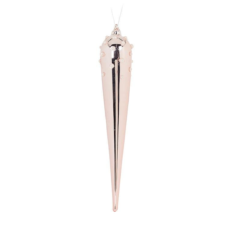 Lg Pearl Icicle Ornament-Pnk-12"H