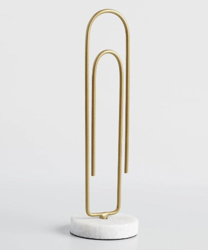Gold Paperclip With White Marble Stand