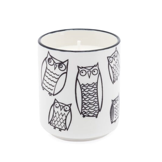 Kiri Wax Filled Porcelain Votive Candle Cup – Owl Outline