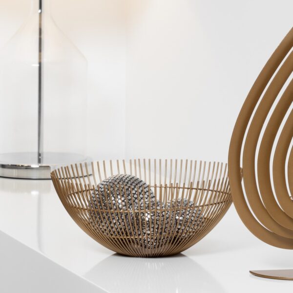 Rib Metal Wire 11″ Diameter Bowl – Gold