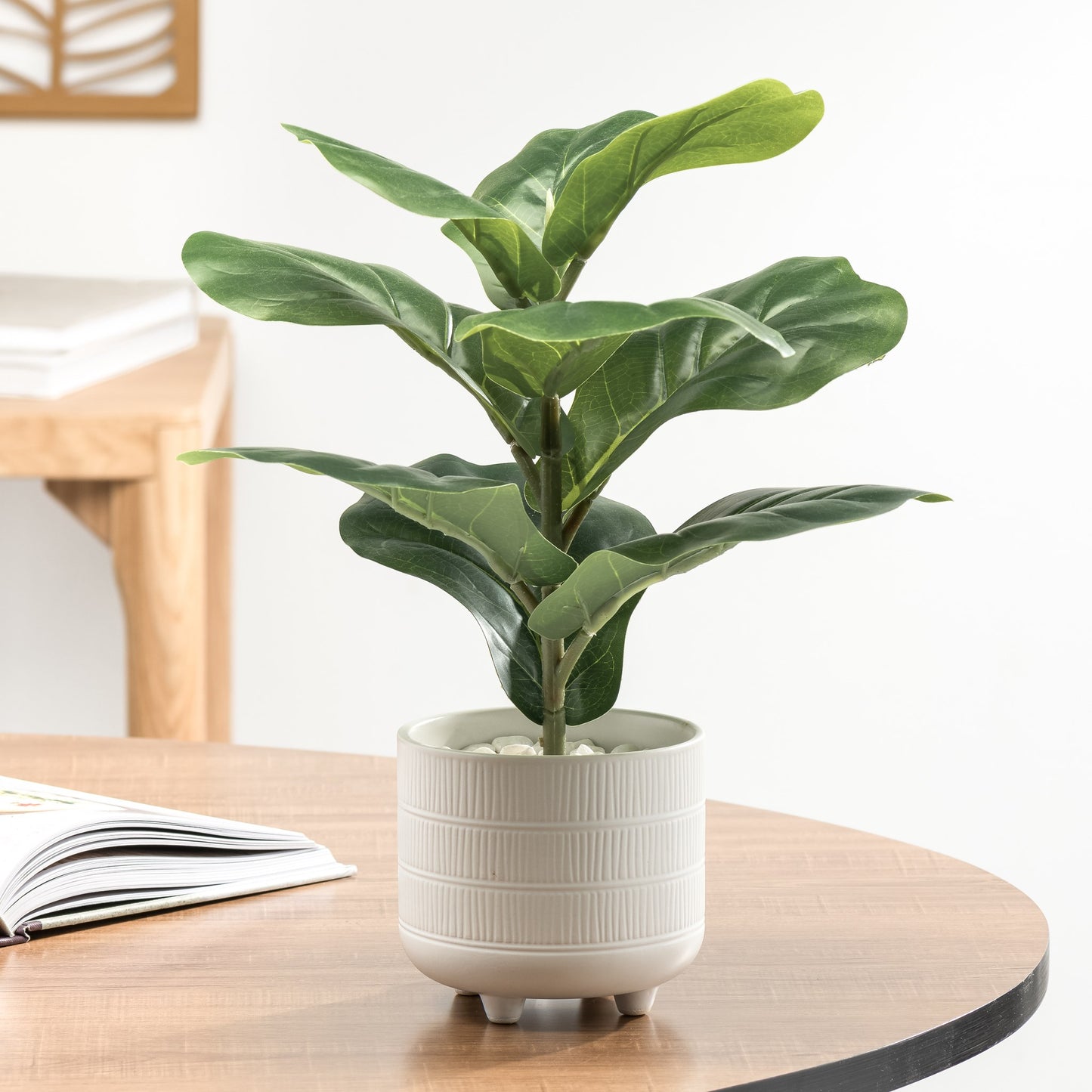 Riviera Ceramic Potted Faux 14h” Fiddle Leaf Fig Plant