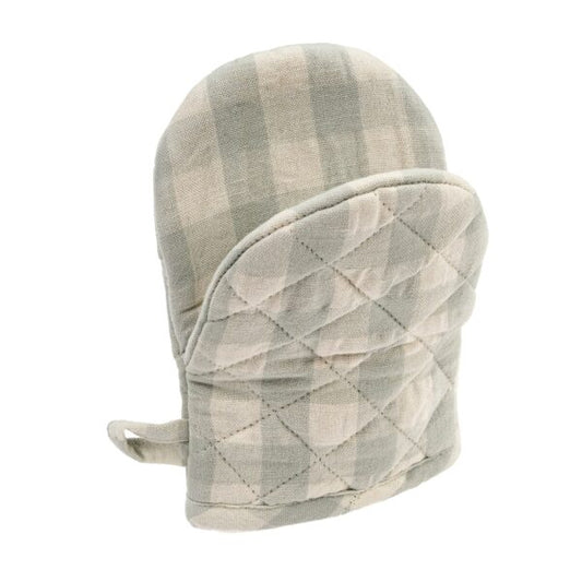 French Linen Gingham Oven Mitt – Aqua