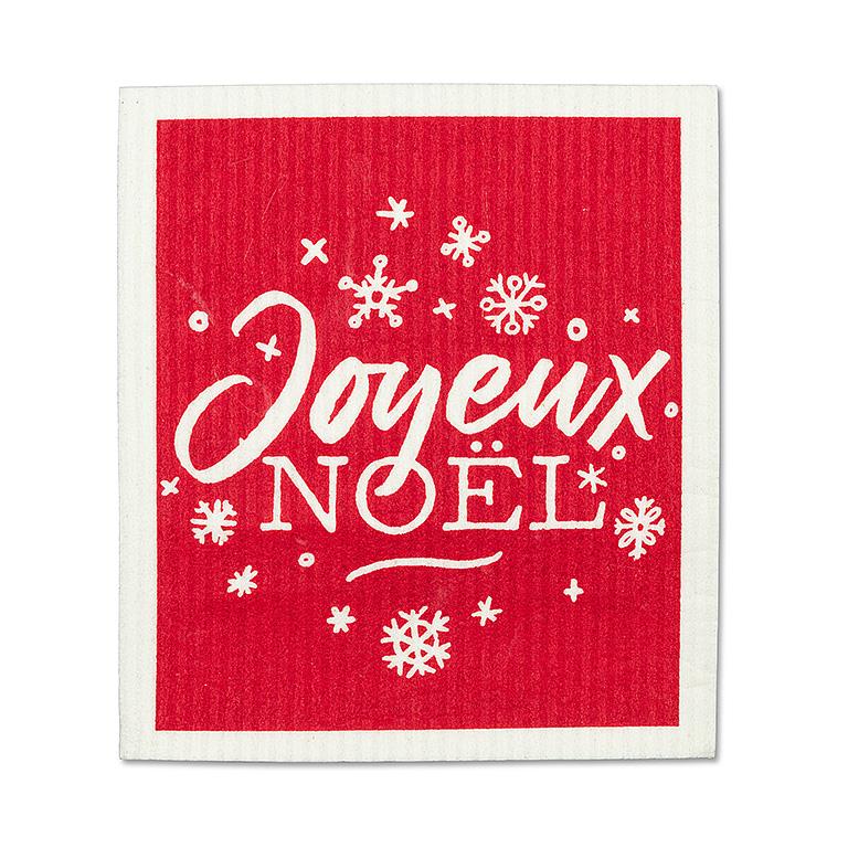 S/2 Joyeux Noel Dishcloths-6.5x8"L
