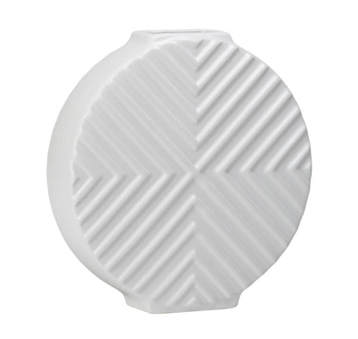 Aurora Medallion 8h” Ceramic Vase – Matte White