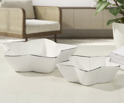 Talia Silver Trim Ceramic Star Shape Two Piece Dish Set