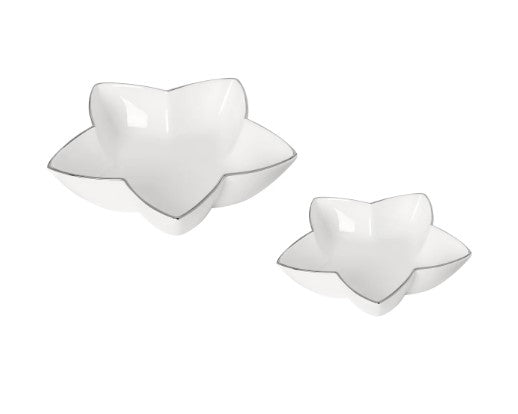Talia Silver Trim Ceramic Star Shape Two Piece Dish Set