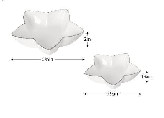 Talia Silver Trim Ceramic Star Shape Two Piece Dish Set